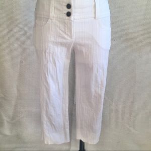 Trina Turk 4 Texture Stripe Crop Capri Pants White